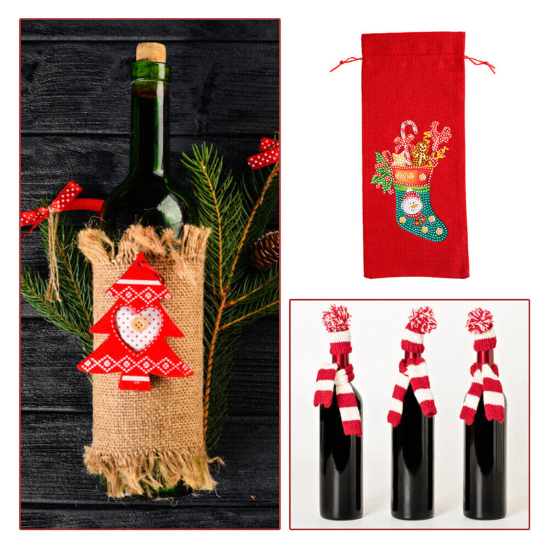DIY Special Drill Diamond Painting Christmas Wine Bottle Covers (TB007) Newly