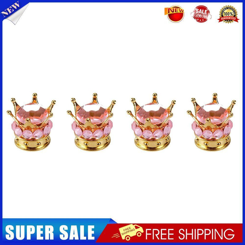 4x Car Rhinestone Wheel Tire Valve Caps Auto Tyre Rim Stem Air Cover (Pink)