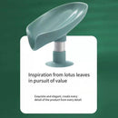 Leaf Shape Soap Box Drain Stand Suction Cup Punch-free Holder (Short Grey)