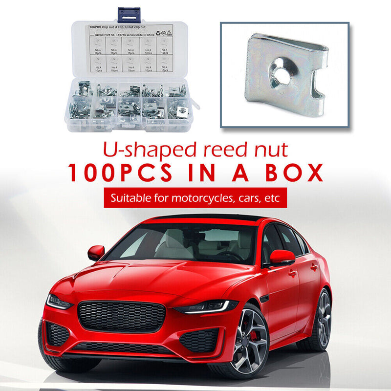 100pcs No.4 U Nut Car Interior Door Trim Panel Fastener Clip for Auto Motorcycle
