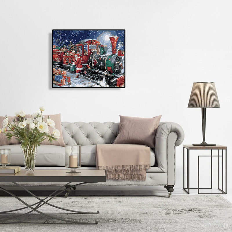 Hand Painted Artwork Frameless DIY Snowing Christmas Painting By Numbers Craft