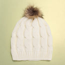 2015 Winter Warm Knitted Hat Set Women Thicken Faux Fur Hat Scarf White