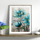 Blue Flower Painting Printed Living Room Decoration Wall Hanging Art Home Decor