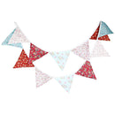 12 Flags Red Pink Blue Cotton Fabric Bunting Pennant Banner Birthday Party