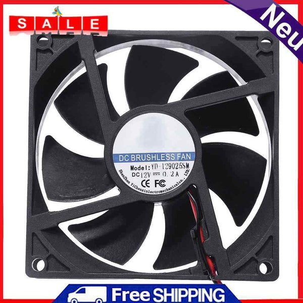 YD-129025SM DC 12V Cooler Fan 90x90x25mm 7 Blades Computer PC Fan
