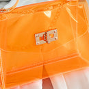 Fashion Women Transparent Messenger Bag Ladies Beach Chain Handbag (Orange)