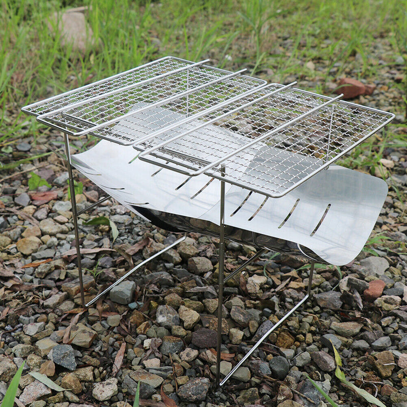 Foldable Stainless Steel BBQ Grill Rack Portable Camping Mini Barbecue Bracket