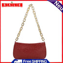 Alligator Pattern Thick Chain Underarm Bags Women PU Leather Pure Color Handbag