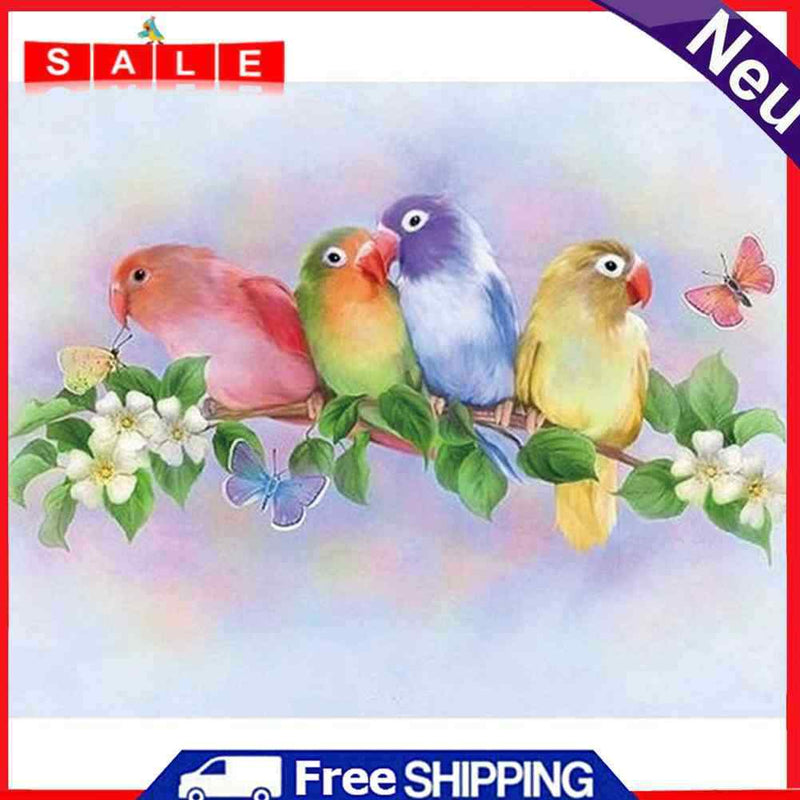 5D DIY Diamond Painting Standing Branch Parrots Cross Stitch Embroidery Rhinesto