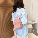 Women Mini Backpack Corduroy Girls Bookbags Retro Travel Rucksack (Pink)
