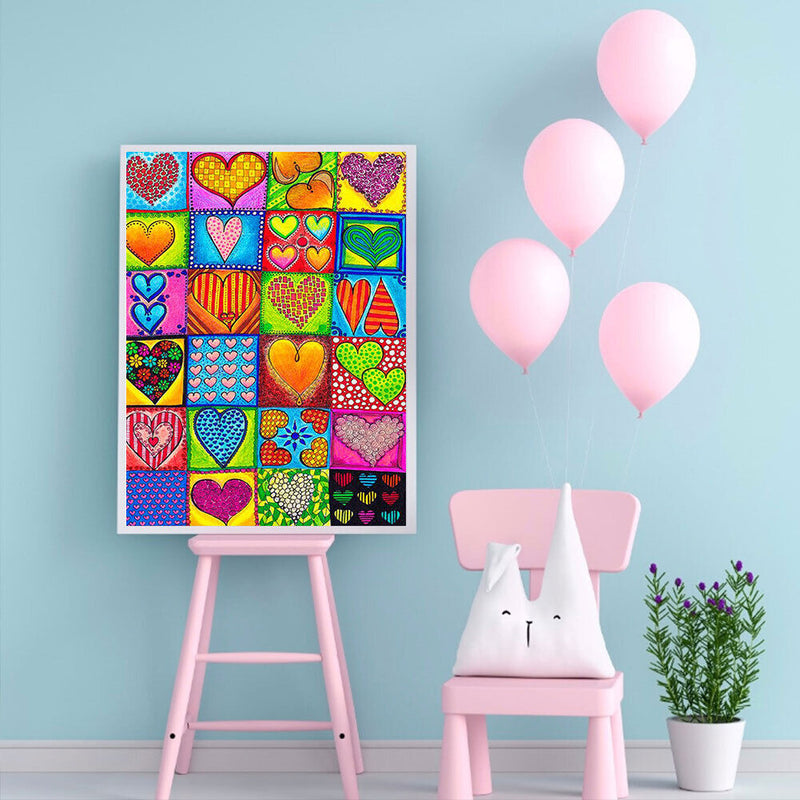 Abstract Hearts Oil Paint By Numbers Kits Canvas Picture Wall Art DIY Craft