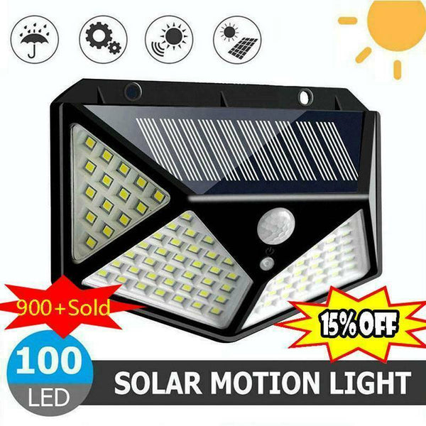 100 LED Solar Power PIR Sensor Motion Wall Light Outdoor Garden Waterproof hot.