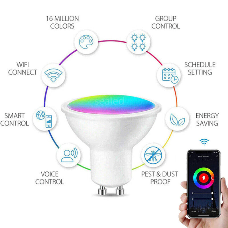 WiFi Phone App Remote Control LED Lamp GU10 Home Office Bulb Dimmer Smart Light