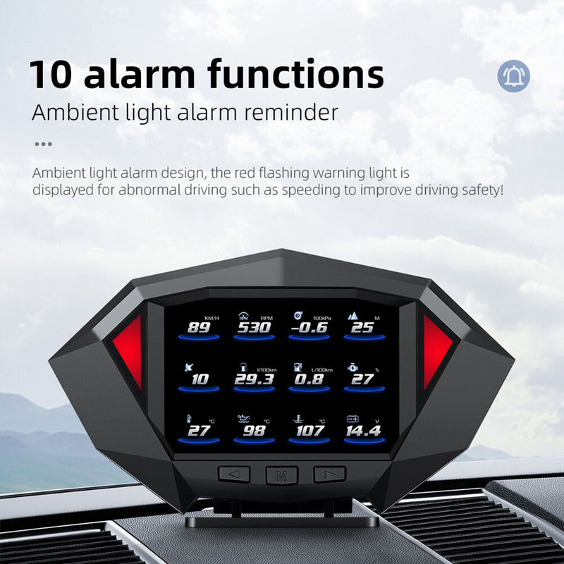 P1 Car HUD Head Up Display Multifunctional On-board Computer Over Speeding Alarm