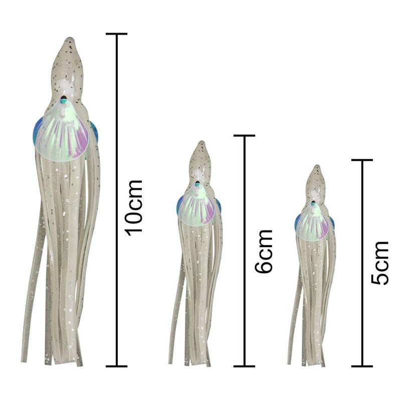 10x Bionic Octopus Fishing Lures 10cm Artificial Soft Bait (Luminous White)