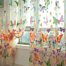 2pcs Colorful Butterlfly Printing Burnt-out Curtain Sheer Organdy Panel