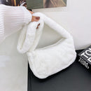 Women Fashion Winter Soft Plush Cherry Pattern Printing Underarm Shoulder Bags