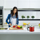 Stainless Steel Grease Strainer Container Oil Pot with Lid Can (Red)