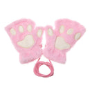 Lovely Fluffy Winter Warm Plush Fingerless Children Gloves Cat Paw Mittens