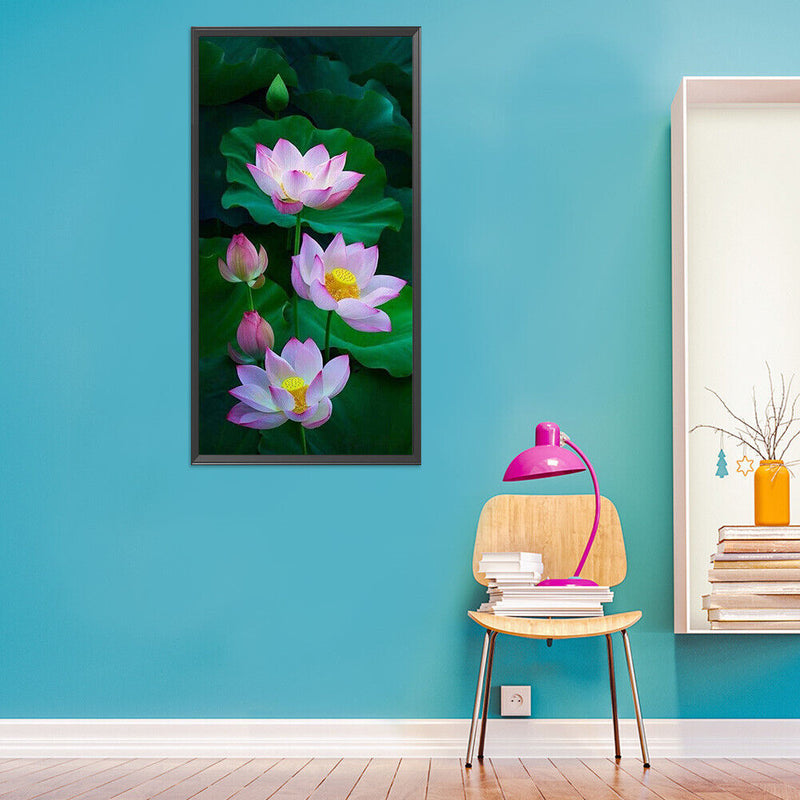 5D Diamond Painting Kit Blooming Lotus Full Round Drill DIY Craft Mosaic Picture