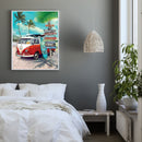 40x50cm Cross Stitch Full Embroidery Kit Beach Bus Scenery Home Decor Stamped