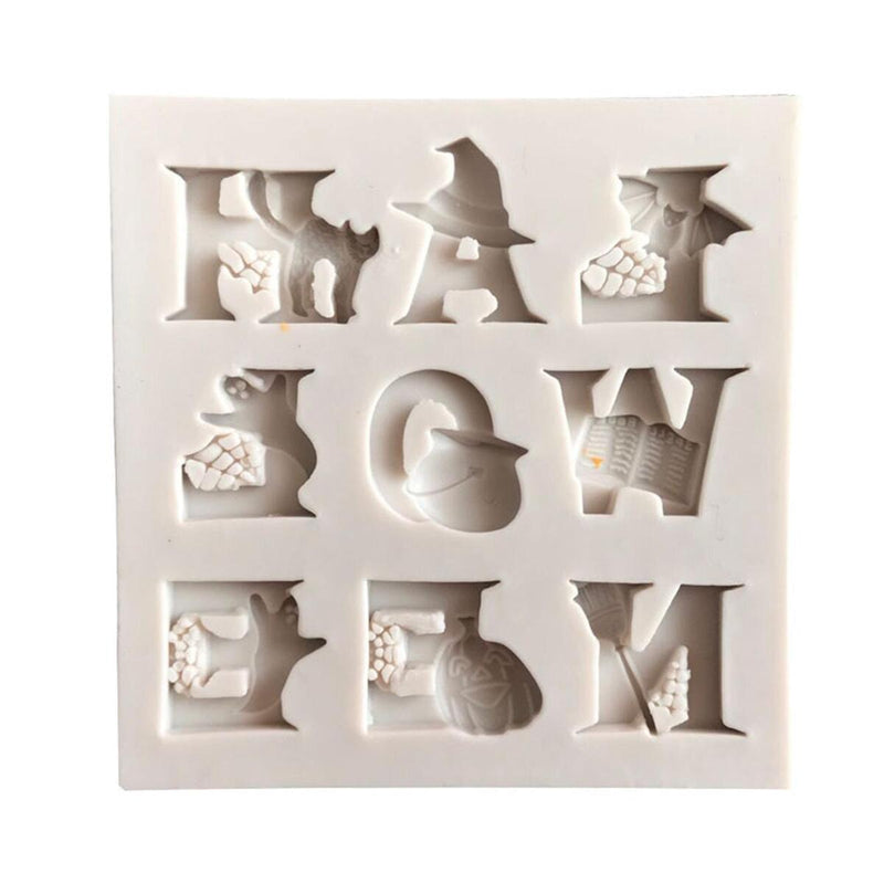 Halloween Letter Alphabet Silicone Chocolate Fondant Cake DIY Moulds Mold Q6I9