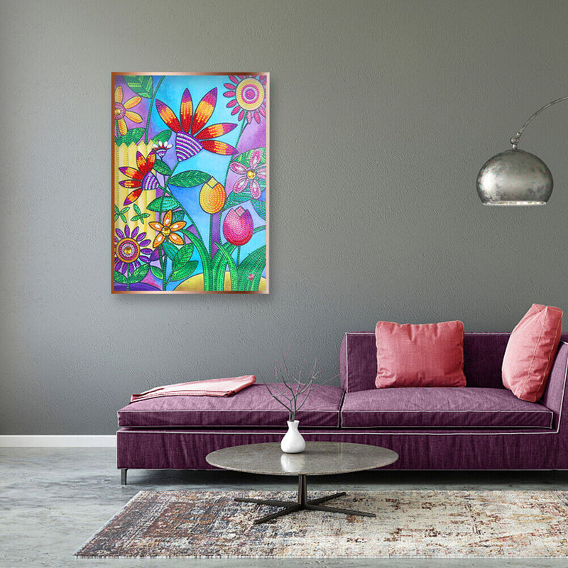 5D Rhinestone DIY Special Shaped Kit Colorful Flowers Diamond Painting