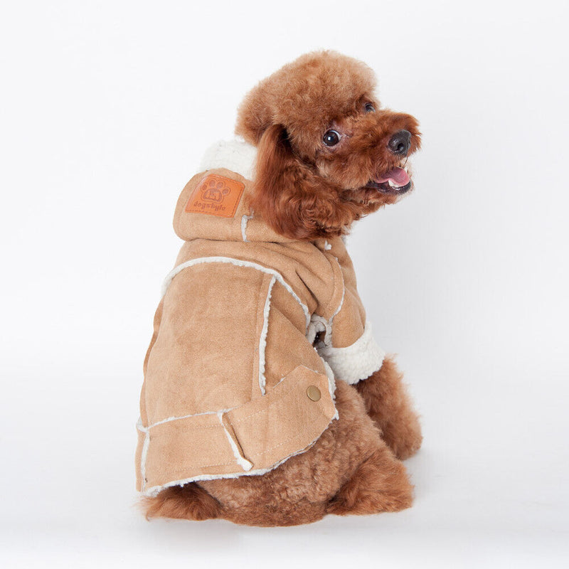 winter clothes dog clothes pet supplies British style legs(Light Brown)(M)