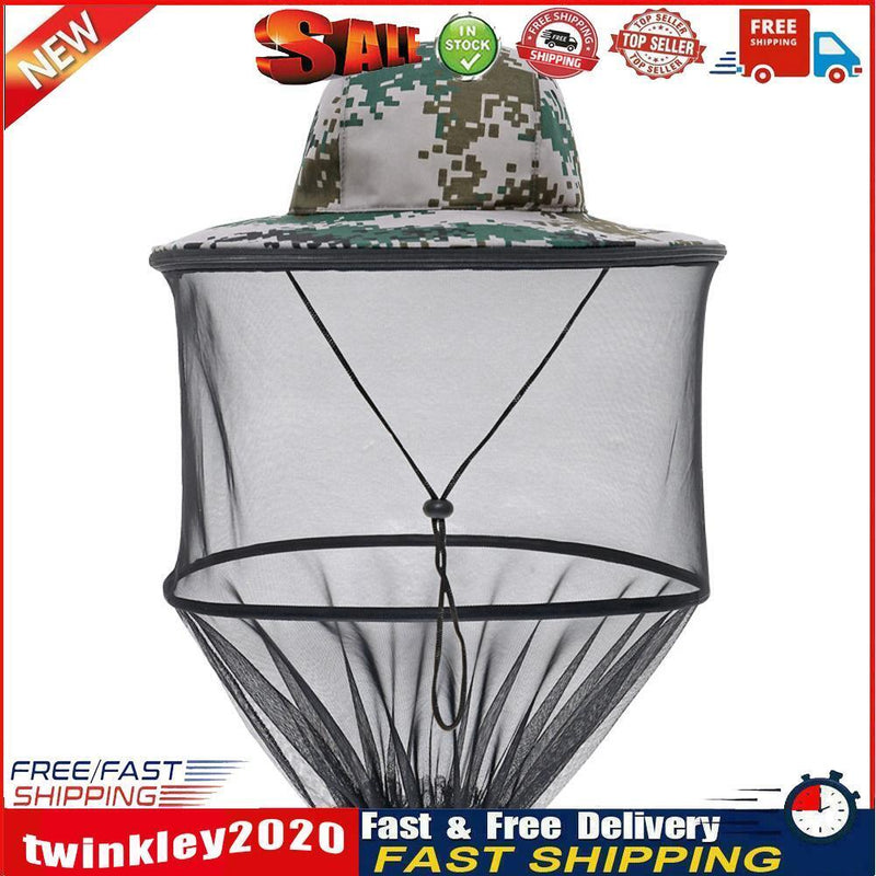 Outdoor Fishing Camp Cap Anti Mosquito Bee Sunshade Net Protector Hat (A) Newly