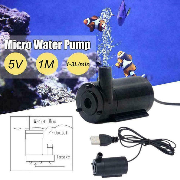 USB Small Water Mini Ultra Mute Submersible Pump 1 Pump Oxygen M~ 5V U3A9