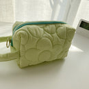 Women Quilted Flower Pattern Clutch Bag Mini Wallet Zipper Bag (Green)