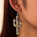 Sunflower Cactus Shape Drop Earrings Jewelry Women Xmas Holiday Gift Ornaments