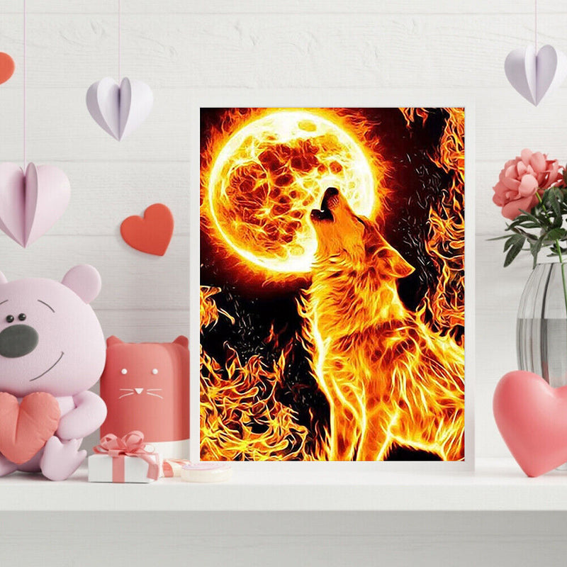 Wolf Frameless Picture Oil Paint By Numbers Hand Painted Picture for Bedroom