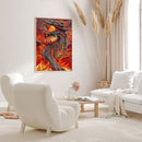 Oil Paint by Numbers Fire Dragon Canvas Artwork Living Room Picture Decoration