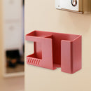 Phone Charge Organizer Wall Mounted Punch Free Remote Control Rack (Red) Newly