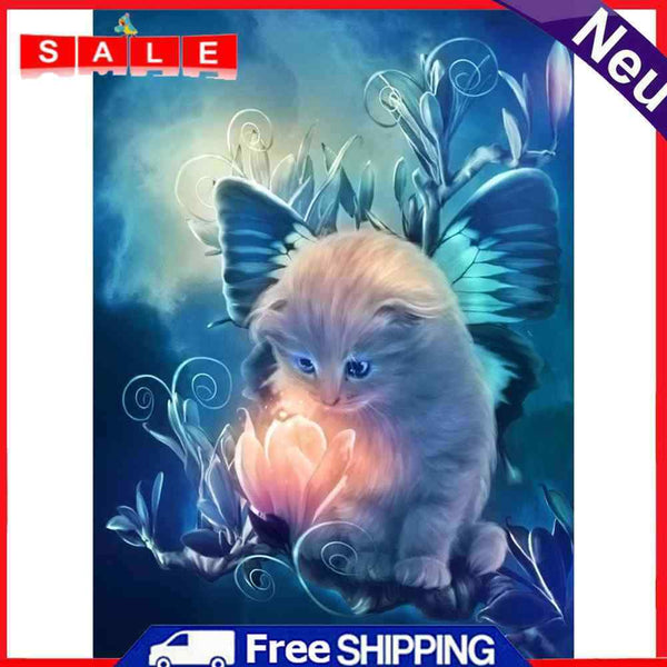 5D DIY Diamond Painting Cat Flower Cross Stitch Embroidery Rhinestones Mosaic Ki