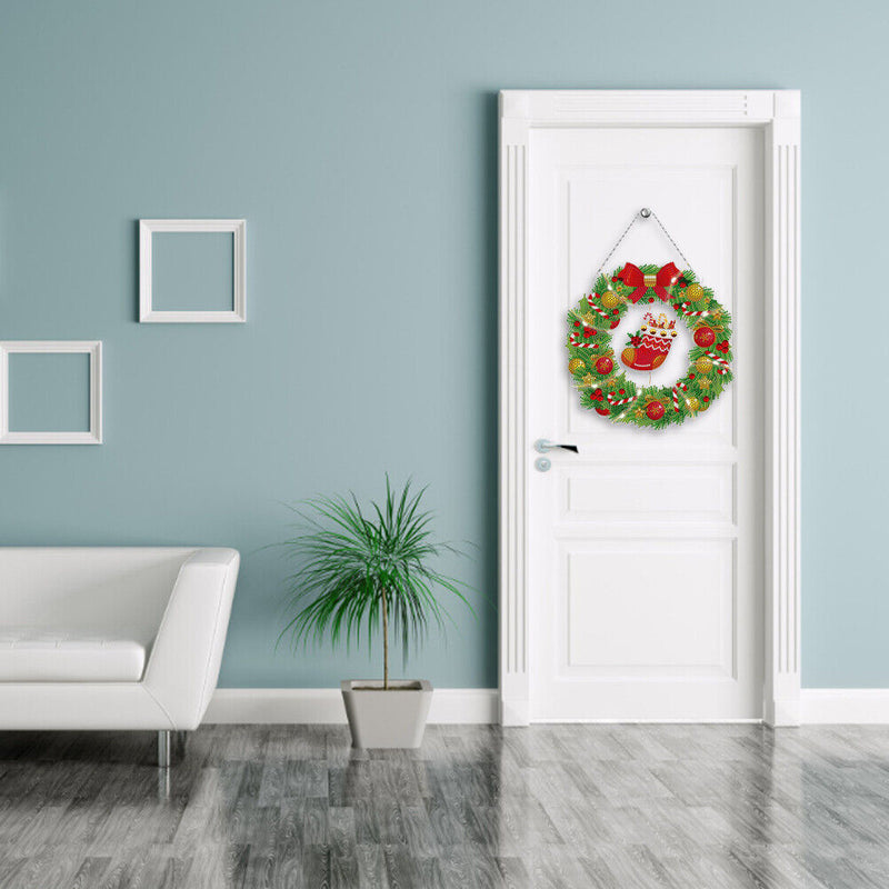 5D Diamond Painting Mosaic Drawing Home Door Wreath Decor Party Garland Gif