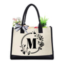 Flower Letter Canvas Bag Women Hit Color Fashion Beach Shoulder Tote Handbags