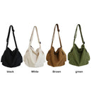 Soft Canvas Shoulder Crossbody Bag Large Capacity Casual Handbags (Black)