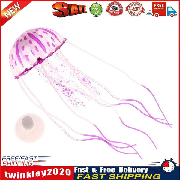 Simulation Artificial Jellyfish Glowing Aquarium Fish Tank Decor(Purple) Newly