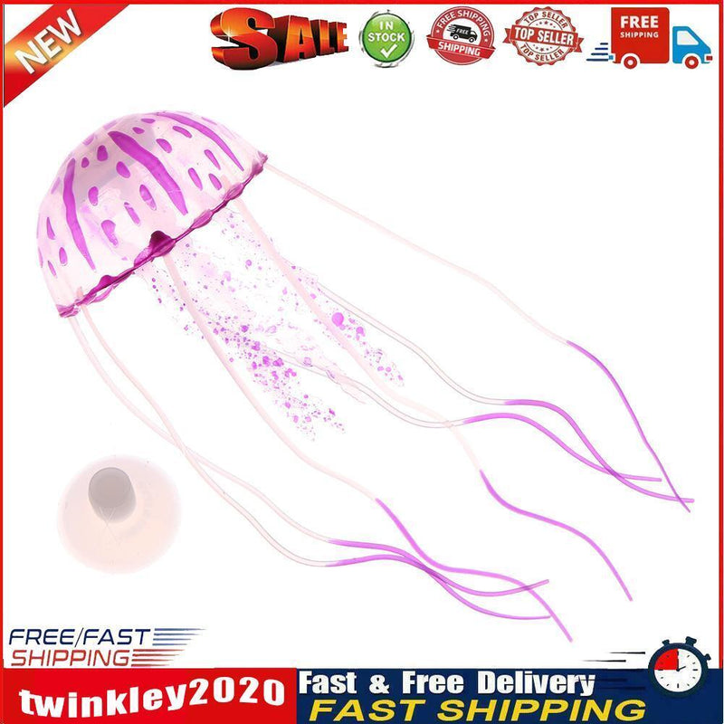 Simulation Artificial Jellyfish Glowing Aquarium Fish Tank Decor(Purple) Newly
