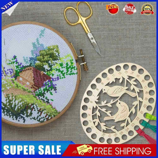 Embroidery Wire Organizer Wood Bird Cross Stitch Thread Storage Finishing Tools