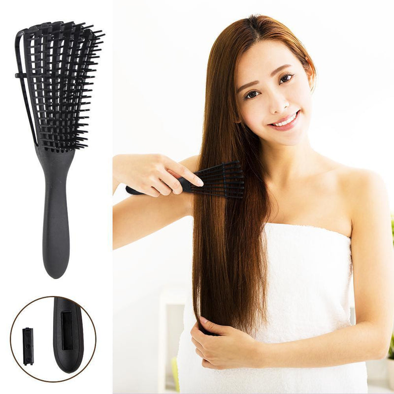 Women Rubber Handle Hair Scalp Massage Comb Wet Curly Hairstyling Beauty Brush
