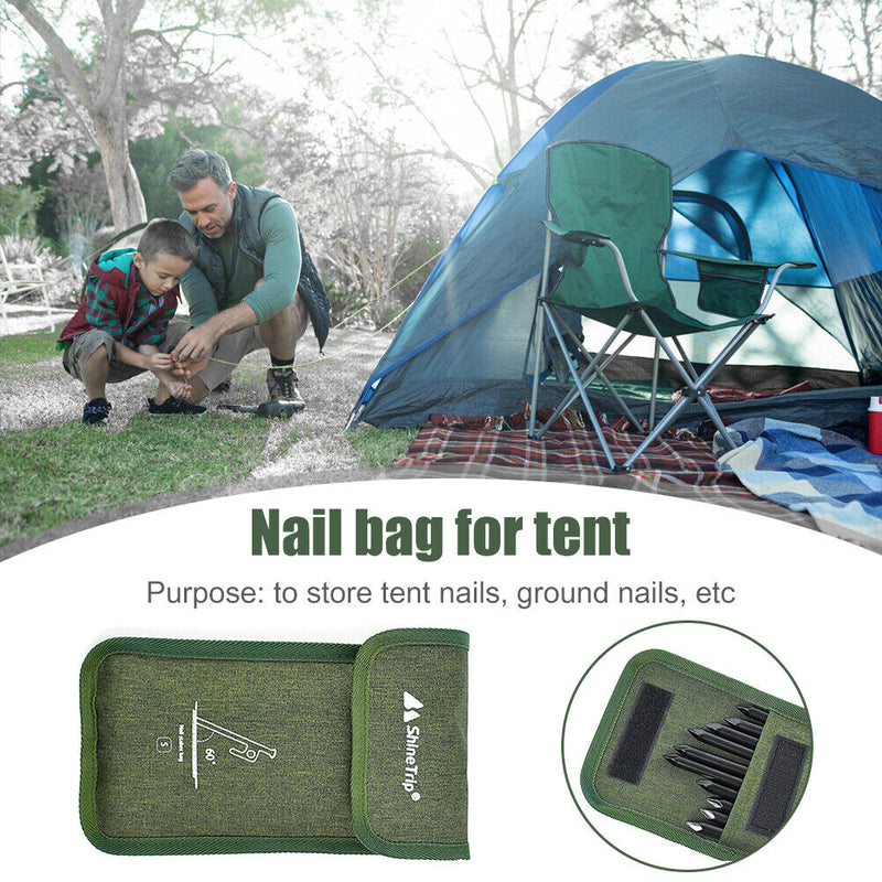 Tent Pegs Bag 600D Oxford Cloth Camping Hammer Wind Rope Tent Nail Storage Po