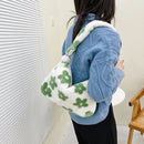 Women Soft Warm Plush Fluffy Underarm Bags Retro Evening Handbags