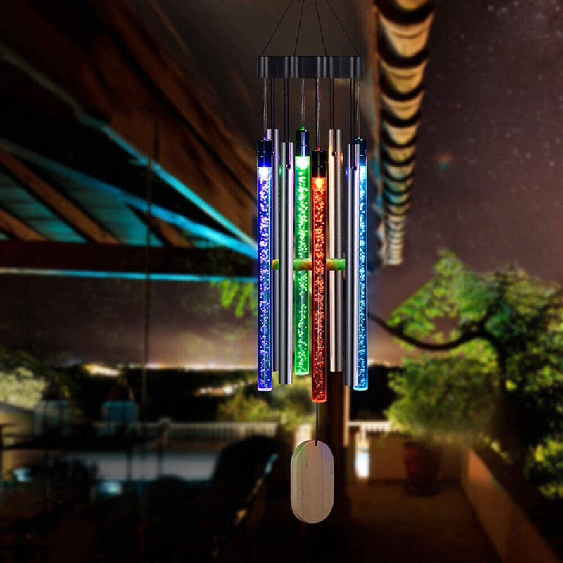 Waterproof Wind Chime Solar Lamp Colorful Bubble Column Windbell Light Newly