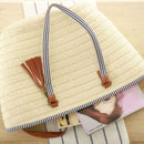 Straw Handbags Women Summer Beach Straw Bucket Bag Woven Tote with Tassel Purse