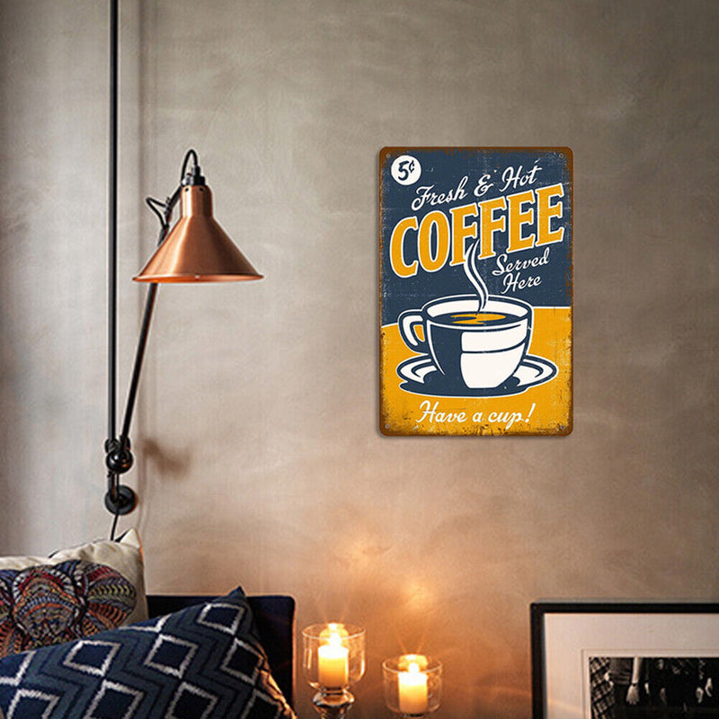 Coffee Retro Metal Plate Tin Sign Wall Poster Plate for Iron Painting Decor
