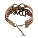 Bronze Jesus Love Pendant Girl Boy Braid Bracelet Unisex String Band Bangle