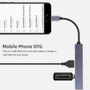 Type C HUB USB-C to 4 Port USB 2.0 Splitter Converter OTG Adapter (Grey)